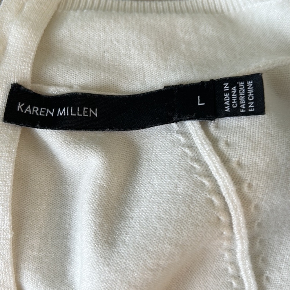 Karen Millen Ivory Placement Stripe Crop Sweater Jumper - L - Picture 12 of 15